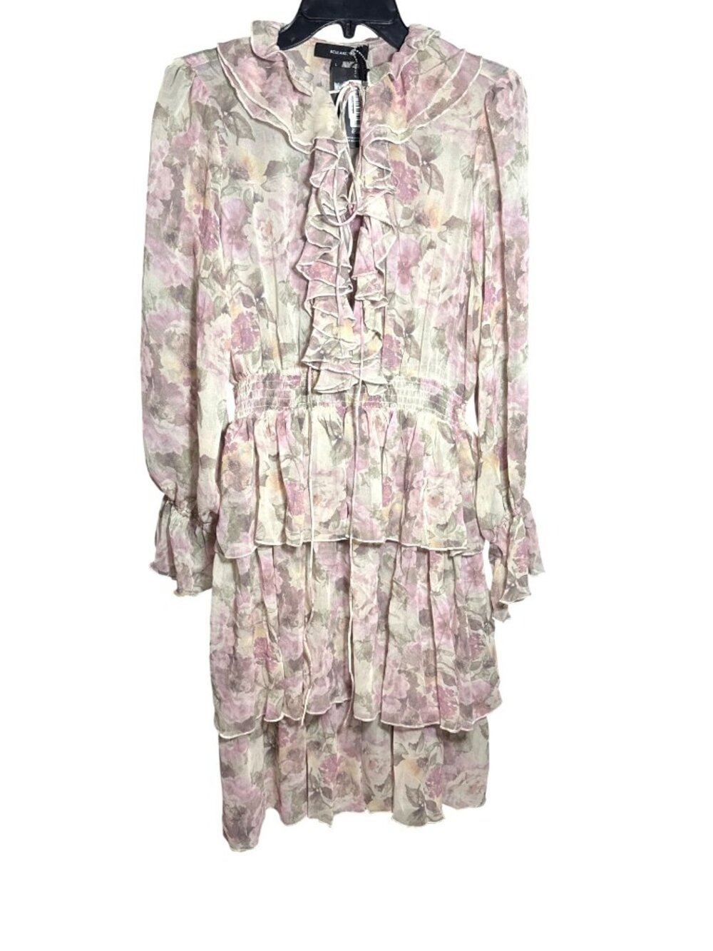 NWT Beulah Style Floral Ruffle Chiffon Tiered Dress L MSRP $189